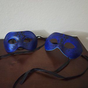 His and Hers Blue Masquerade Mask